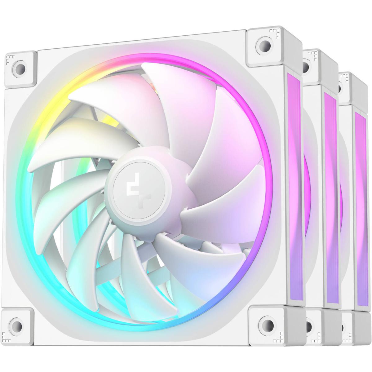Deepcool Fl12 120mm Case Fans, 2150 Rpm Fan Speed, 55 Cfm Fan Airflow, Fluid Dynamic Bearing Type, 4 Pin Pwm Fan Conneor, Addressable Rgb Led, Pack Of 3, White - CompuMe Deepcool Fl12 120mm Case Fans, 2150 Rpm Fan Speed, 55 Cfm Fan Airflow, Fluid Dynamic Bearing Type, 4 Pin Pwm Fan Conneor, Addressable Rgb Led, Pack Of 3, White - CompuMe