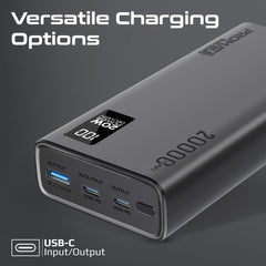 Promate Bolt-20PD 20000mAh Power Bank 20W USB-C PD QC 3.0 LCD Display Black