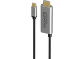 Promate USB-C to HDMI Cable, Ultra HD 4k 60hz Type-C (Thunderbolt-3) to HDMI Adapter with 100W USB-C Power Delivery Port, Long Lifespan, 180cm Cord for MacBook Pro, iPad Air, Galaxy S25, HDMI-PD100