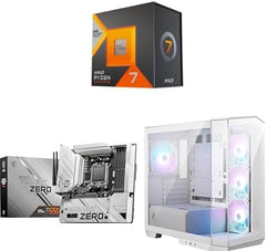 (Bundle) AMD Ryzen 7 7800X3D 8-Core AM5 Processor & MSI B650M Project Zero mATX DDR5 Gaming Motherboard & MSI MAG PANO M100R PZ White Micro ATX Gaming Case Support Back-Connect Motherboard