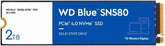 2TB WD Blue SN580 NVMe Internal Solid State Drive SSD - Gen4 x4 PCIe 16Gb/s, M.2 2280, Up to 4,150 MB/s - WDS200T3B0E