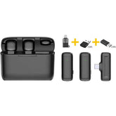 J13 2-in-1 Portable Wireless Microphone for iPhone Type C Phones Lavalier Dual Wireless Lavalier Microphone Plug and Play for Two-Person Video Recording Vlog Live | J13 |