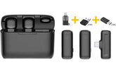 J13 2-in-1 Portable Wireless Microphone for iPhone Type C Phones Lavalier Dual Wireless Lavalier Microphone Plug and Play for Two-Person Video Recording Vlog Live