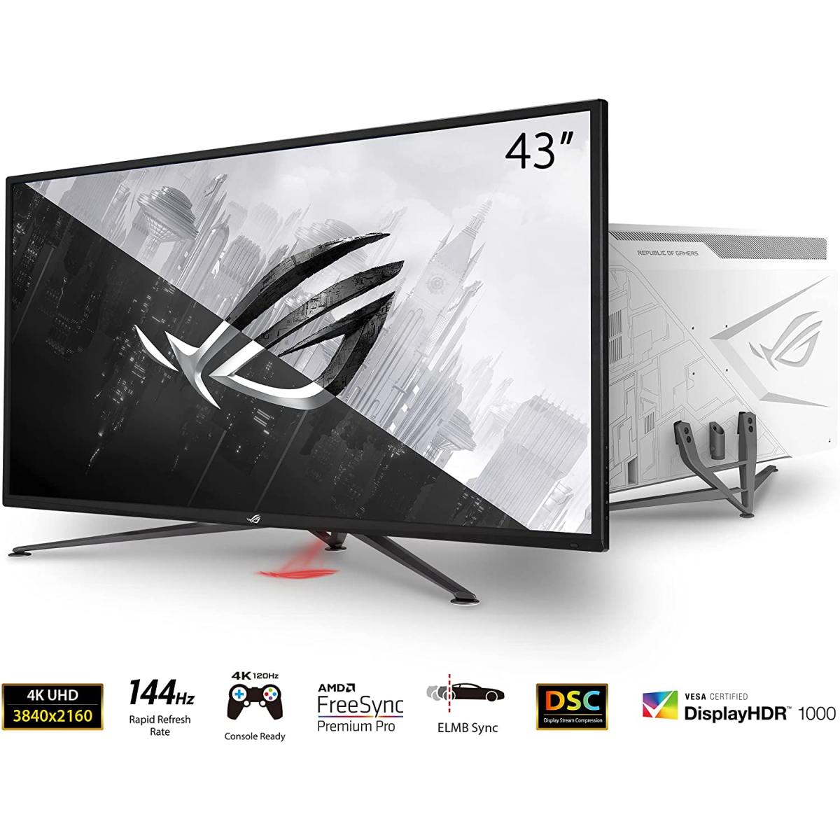 Asus Rog Strix Xg43uq 43” 4k Hdr Dsc 144hz 1ms Hdr 1000 Dci P3 90% Hdmi 2.1 Extreme Low Motion Blur Sync & Freesync™ Premium Pro - CompuMe Asus Rog Strix Xg43uq 43” 4k Hdr Dsc 144hz 1ms Hdr 1000 Dci P3 90% Hdmi 2.1 Extreme Low Motion Blur Sync & Freesync™ Premium Pro - CompuMe