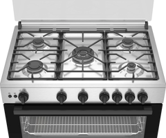 Beko Gas Cooker, 90Cm, 5Burners, Stainless Steel - BGGR11125GX