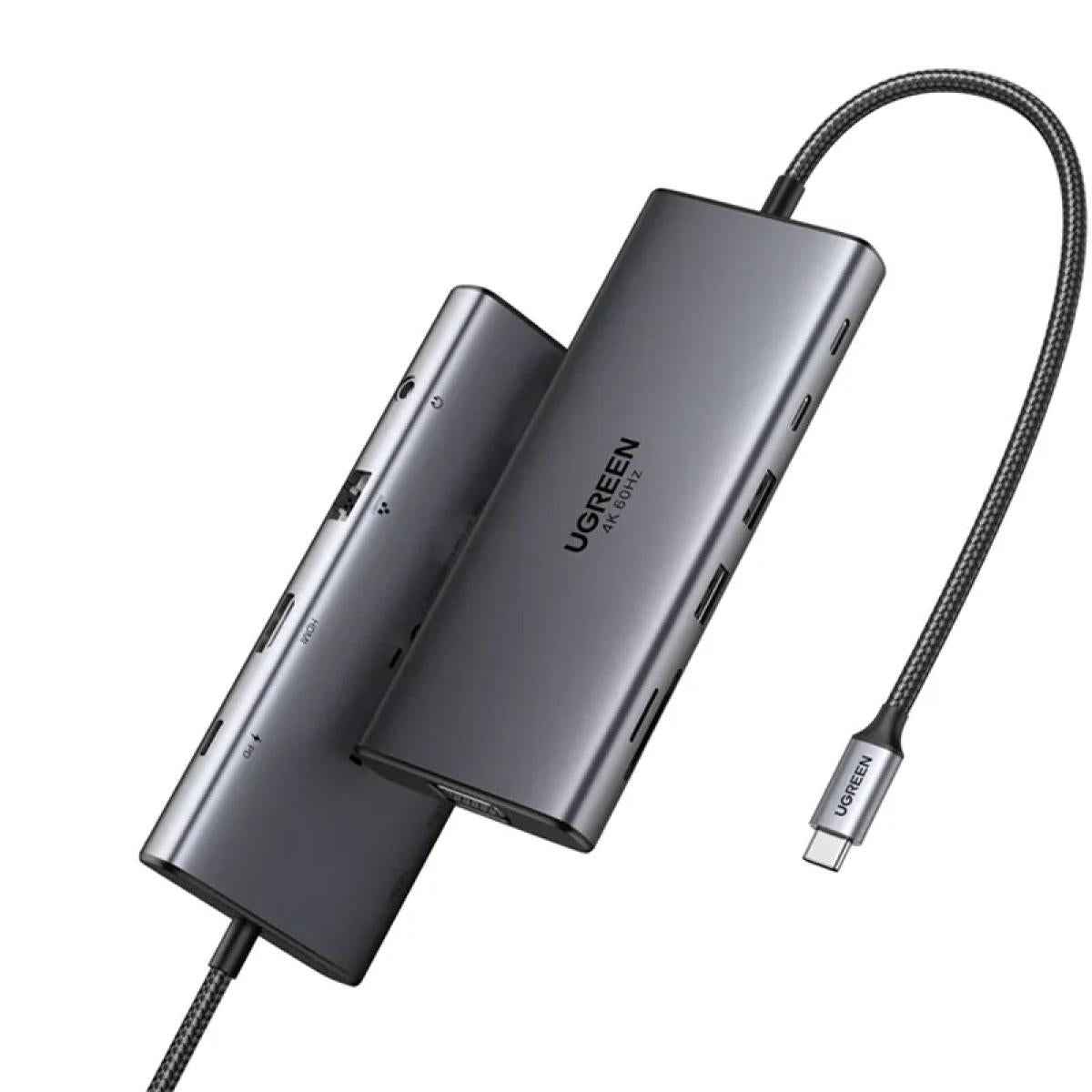 UGREEN USB-C Hub Revodok 11-in-1,Input(1*USB C),Output(1*HDMI,1*VGA,2*USB-C,2*USB-A,1*RJ45,1*SD Card Slot,1*TF Card Slot,1* 3.5mm),Video (HDMI ,VGA),USB(USB-C),Ethernet(RJ45),Card Reader(SD/TF),Audio(3.5mm),100W Power,CM639/45520 | CM639/45520 | OS | Jord