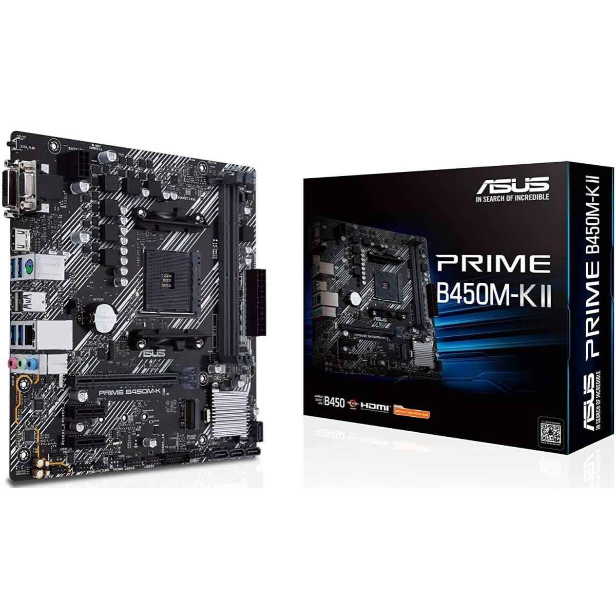 ASUS PRIME B450M-K II AMD Ryzen 5000 4000 Series AM4/DDR4/PCIe 3.0/1xM.2 - mATX MotherBoard | PRIME B450M-K II |