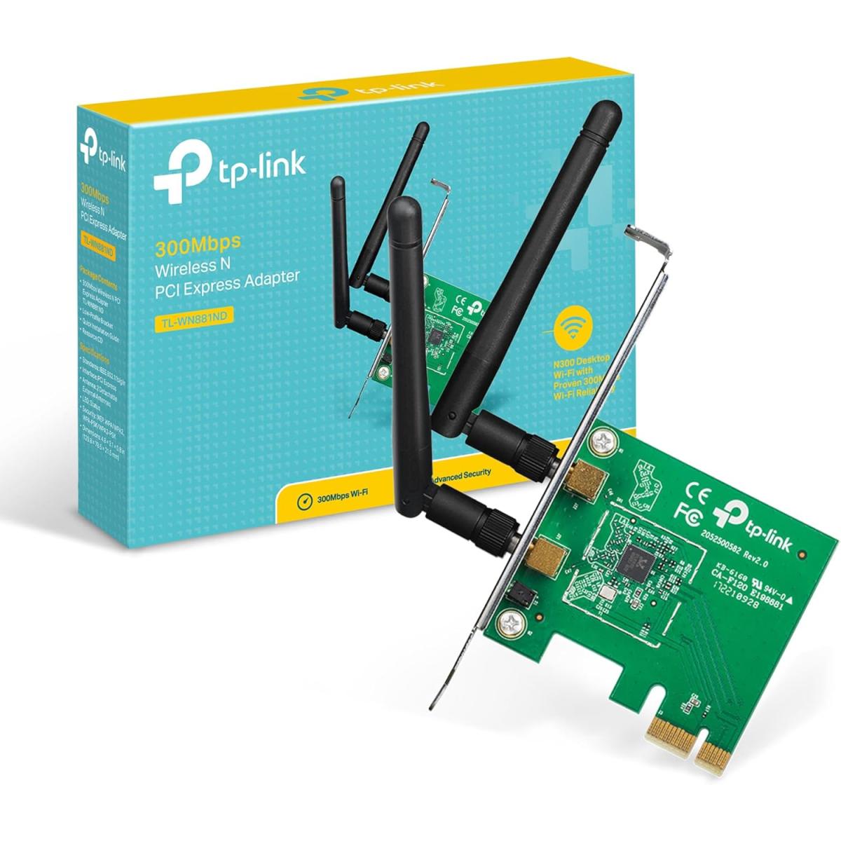 TP-Link TL-WN881ND 300 Mbps Wireless N PCIe WiFi Adapter for PC, PCIe WiFi Card for Desktop, Low-Profile Bracket Included, Supports Windows 10-8.1-8-7-XP (32-64 bit) - Linux 2.6.24-4.1 | TL-WN881ND | TP-Link TL-WN881ND 300 Mbps Wireless N PCIe WiFi Adapter for PC, PCIe WiFi Card for Desktop, Low-Profile Bracket Included, Supports Windows 10-8.1-8-7-XP (32-64 bit) - Linux 2.6.24-4.1 | TL-WN881ND |