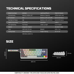 Fantech Keyboard ATOM HE68 MK922 MAGNETIC SWITCH 8000 HZ – GRAY