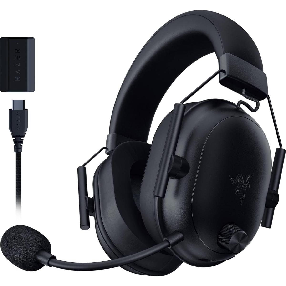 Razer Blackshark V2 Hyperspeed Wireless/bluetooth/usb Lightweight Thx Spatial Audio Bendable Mic 50mm Drivers 70 Hr Battery W/usb Type C Charging Black - CompuMe