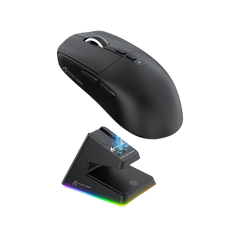 ATTACK SHARK X6 Lightweight Wireless Gaming Mouse with RGB Backlight Charging Base,Tri-Mode Wired/2.4GHz/BT5.2,26K DPI, 395 Optical PAW3Sensor,HUANO Switch,5programmable Buttons,PC/Mac(Black)