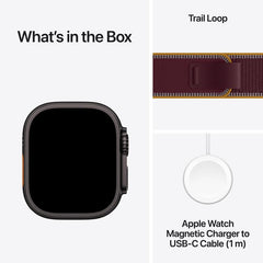 Apple Watch Ultra 4 GPS + Cellular 49Mm, Black Titanium Case, Burgundy Trail Loop, M/L - MJC44AF/A