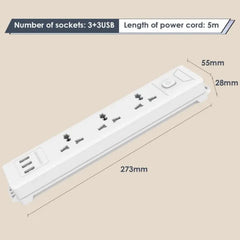 Deli ET408 Power Strip - 3 inputs - 3USB- 2M