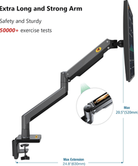 NB NORTH BAYOU G45 MONITOR DESK MOUNT STAND MOTION SWIVEL MONITOR ARM BLACK