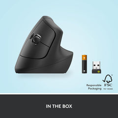 Logitech Lift Wireless Vertical Ergonomic Mouse for Business - Black