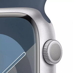 Apple Watch Series 9 GPS 45mm, Silver Aluminium Case with Light Blue Sport Band, Apple Replacement - MR913QA