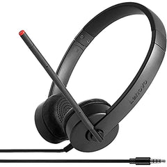 Lenovo Essential Stereo Analog Headset Wire Jake (3.5mm) Headphone Swivel Mic Boom Comfortable Ear Pieces