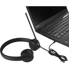 Lenovo Essential Stereo Analog Headset Wire Jake (3.5mm) Headphone Swivel Mic Boom Comfortable Ear Pieces