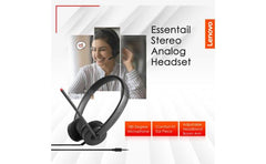 Lenovo Essential Stereo Analog Headset Wire Jake (3.5mm) Headphone Swivel Mic Boom Comfortable Ear Pieces