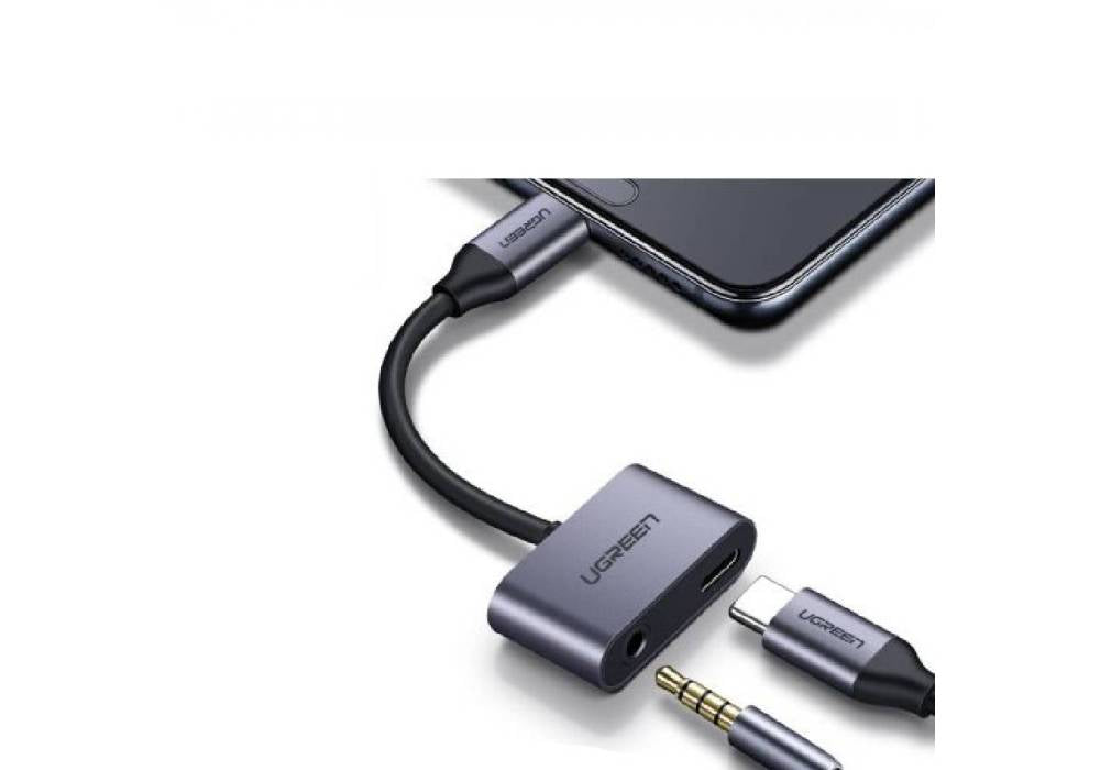 UGREEN 2-in-1 USB-C Male to 3.5mm Audio + USB-C Female PD Fast Charging Adapter (CM193)