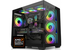 CompuMe 9850X3D Gaming Desktop | AMD Ryzen™ 7 9850X3D 96MB Cache 5.6GHz Turbo, Nvidia GeForce RTX 5070 12GB GDDR7, 32GB DDR5 5600Mhz Fury Beast, 1TB NV3 6000MB/S, 360mm AIO Liquid Cooling - Ryzen X3D