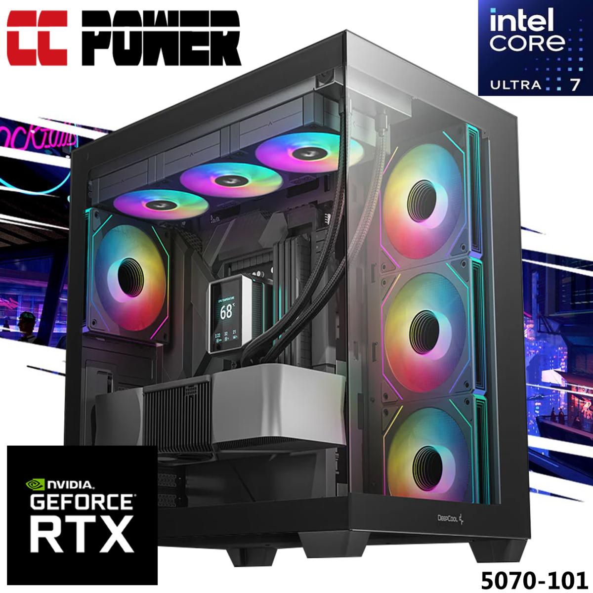 Cc Power 5070ti 101 Gaming Pc New Intel Core Ultra 7 K Series 20 Cores W/ Nvidia Rtx 5070 Ti 16gb Ddr7 & Liquid Cooler - CompuMe