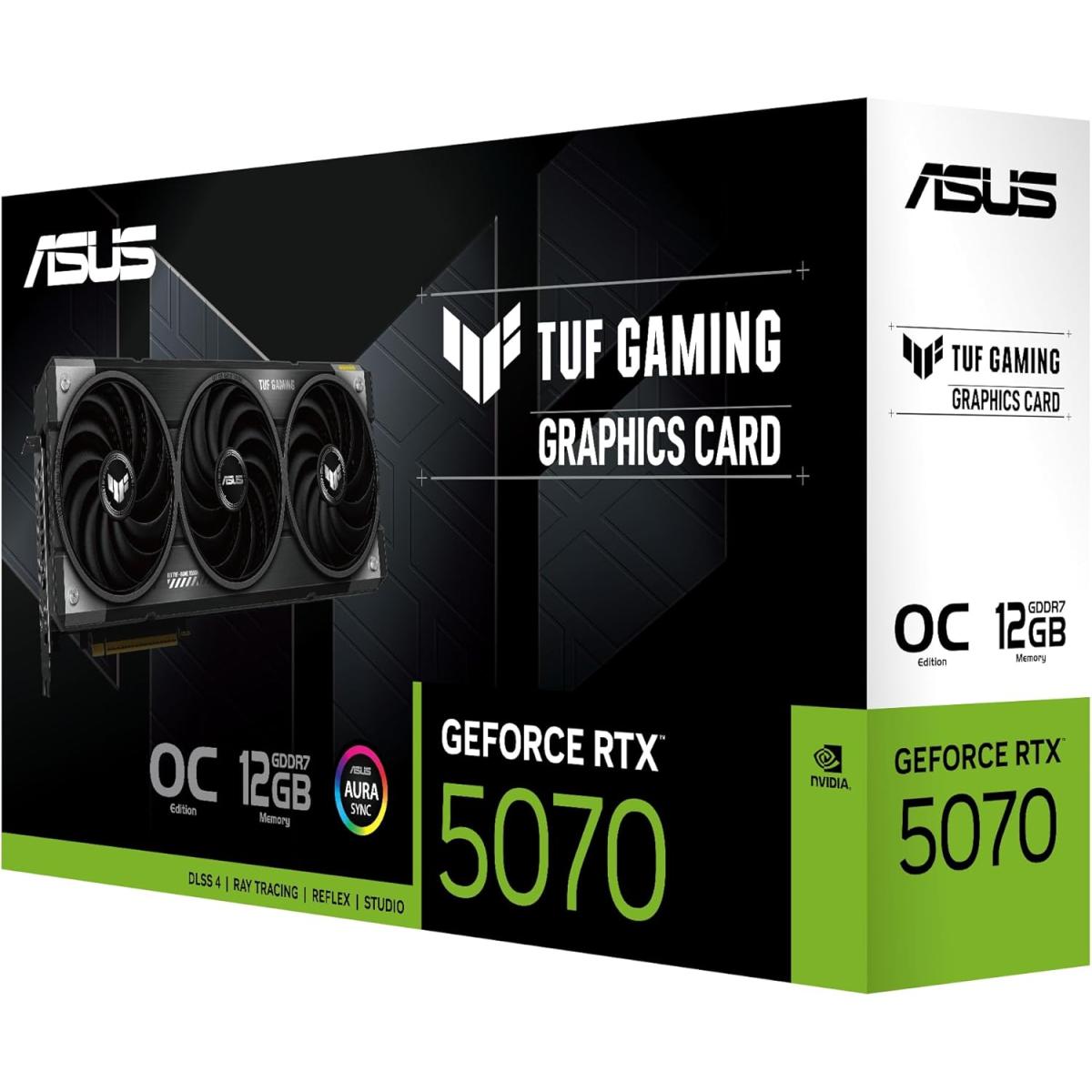 Asus Tuf Gaming Geforce Rtx ™ 5070 12gb Gddr7 Oc Edition Gaming Graphics Card (pcie® 5.0, Hdmi®/dp 2.1, 3.125 Slot, Military Grade Components, Proteive Pcb Coating, Axial Tech Fans)