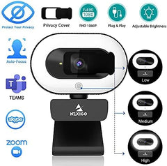 StreamCam N930E with Software, 1080P Webcam with Ring Light and Privacy Cover, Auto-Focus, Plug and Play, Web Camera for Online Learning, Zoom Meeting Skype Teams, PC Mac Laptop Desktop