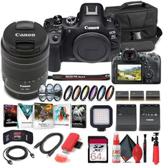 Canon EOS R6 Mark II Mirrorless Camera with 24-105mm f/4-7.1 Lens (5666C018) + 64GB Card + Case + Corel Photo Software + 2 x LPE6 Battery + External Charger + LED Light + More (INTL. Model)