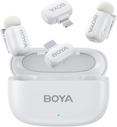 BOYA Mini Wireless Microphone for iPhone/Android/PC/Tablets with USB C/Lightning Plug - White