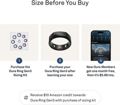 Ring Gen3 Heritage - Black - Size 11 - Smart Ring - Size First with Oura Ring Gen3 Sizing Kit - Sleep Tracking Wearable - Heart Rate - Fitness Tracker - 5-7 Days Battery Life