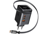 Mcdodo CH-847 100W GaN Charger Retractable Cable, 3 USB Type C + 1 USB A Ports, Built-in 65cm Cable, Smart Power Distribution for Travel/Office - 18 Months Warranty
