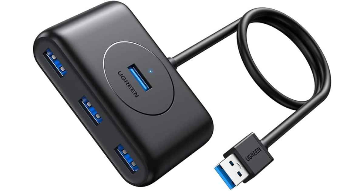 UGREEN USB 3.0 Hub with 1M Long Cable, 4 Port USB Splitter Support 5Gbps Data Transfer