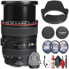 Canon EF 24-105mm f/4L is USM Lens (0344B002) + Filter Kit + Cap Keeper + Cleaning Kit
