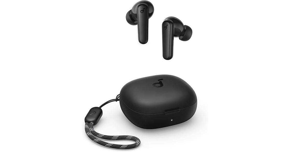 Soundcore By Anker R50i True Wireless Earbuds 10mm Drivers, Big Bass, Bluetooth 5.3, 30H Playtime, IPX5-Water Resistant, AI Clear Calls with 2 Mics, 22 Preset EQs via App, Black