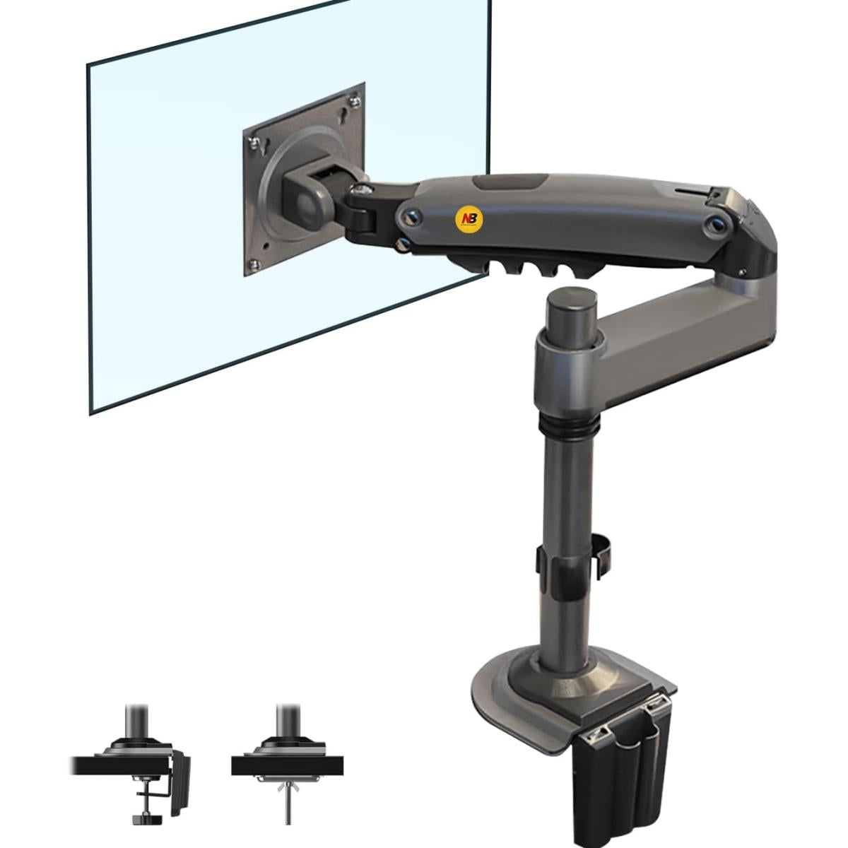 North Bayou (NB H100) Ergonomic Desk Mount Single Monitor Arm with 100mm