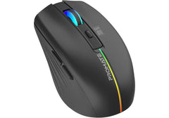 Promate Kitt Wireless Mouse, Ergonomic 500mAh Rechargeable LED Backlit Mice 2.4GHz Wireless Ergonomic Optical Mouse with LED Rainbow Lights , 800/1200/1600Dpi, Rechargeable battery, Rainbow Lights,Plug & play Support