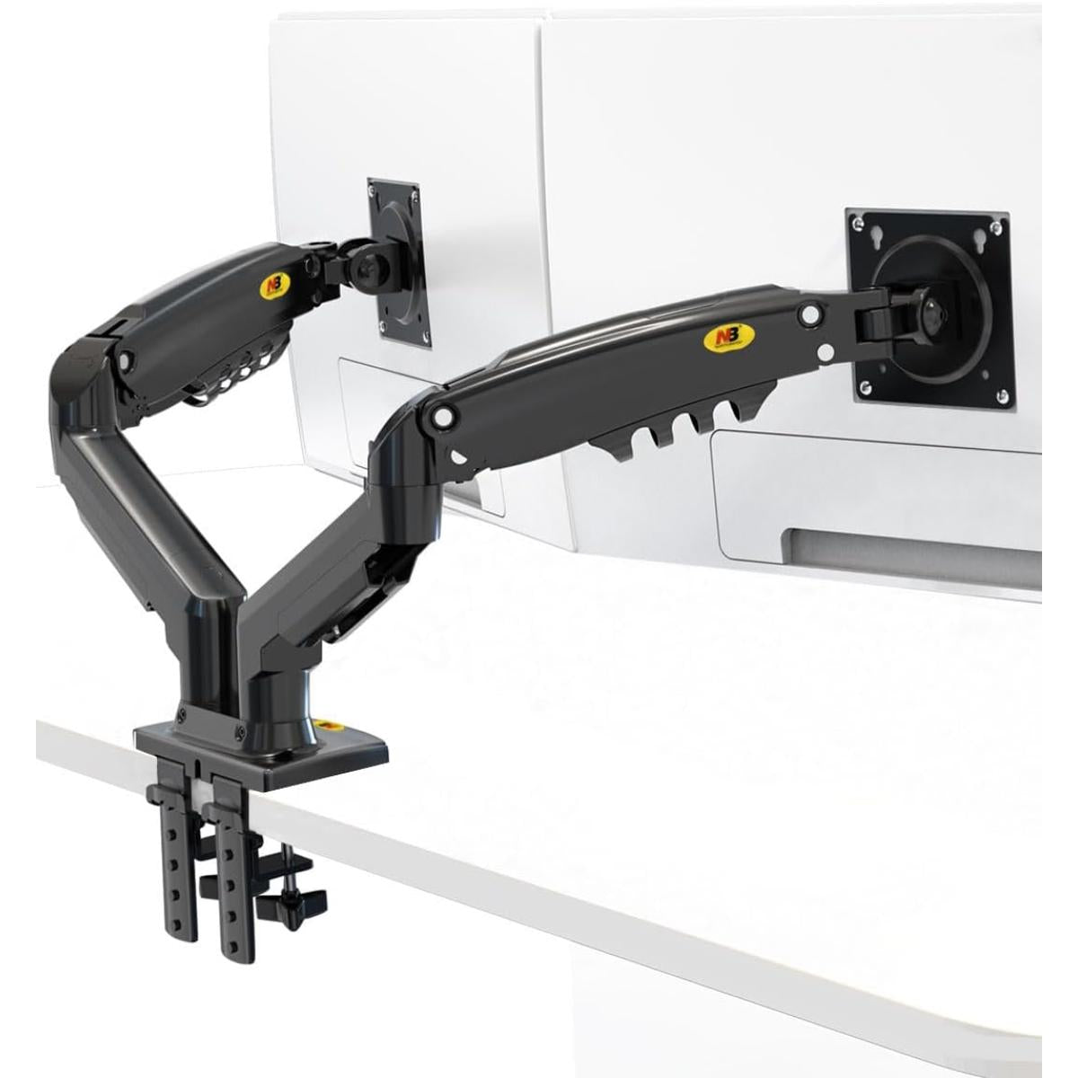 North Bayou (NB F160) Ergonomic Desk Mount Dual Monitor Arm, Up To 17-27" Size & 2-9kg Weight, Vesa 75mm x 75 mm To 100mm x 100mm Mounting Hole | F160 | - CompuMe North Bayou (NB F160) Ergonomic Desk Mount Dual Monitor Arm, Up To 17-27" Size & 2-9kg Weight, Vesa 75mm x 75 mm To 100mm x 100mm Mounting Hole | F160 | - CompuMe