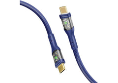Promate USB-C Cable,Ultra-Fast,60W Type-C Cable with,480Mbps Sync Charge, Stylish Transparent Shells and 2m Nylon Braided Wire for USB-C Smartphones,Tablets, (Blue, 200 cm)
