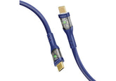 Promate USB-C Cable,Ultra-Fast,60W Type-C Cable with,480Mbps Sync Charge, Stylish Transparent Shells and 2m Nylon Braided Wire for USB-C Smartphones,Tablets, (Blue, 200 cm)
