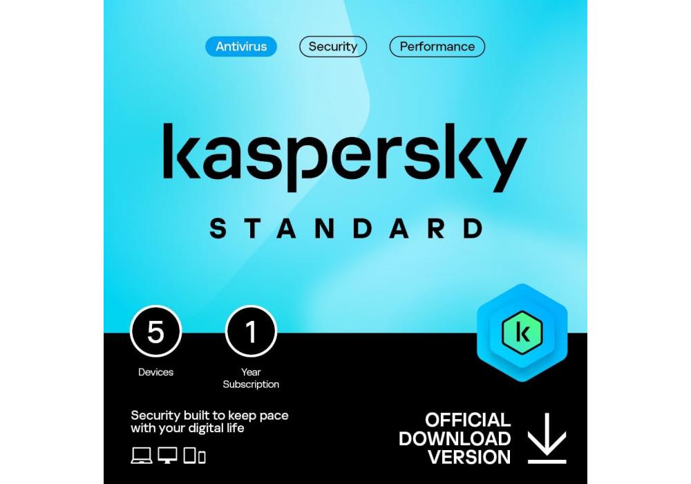 Kaspersky Standard Anti-Virus, (5 Devices) Advanced Security Online Banking Protection Performance Optimization 1 Year Kaspersky Standard Anti-Virus, (5 Devices) Advanced Security Online Banking Protection Performance Optimization 1 Year