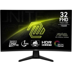 MSI MAG 32C6X 32" Curved Gaming Monitor FHD 1080p VA 250Hz (OC) 1ms (MPRT), HDR Ready, Wide Color Gamut, 10Bit, 101% sRGB, Adaptive-Sync, AI Vision, Console Mode | MAG 32C6X |
