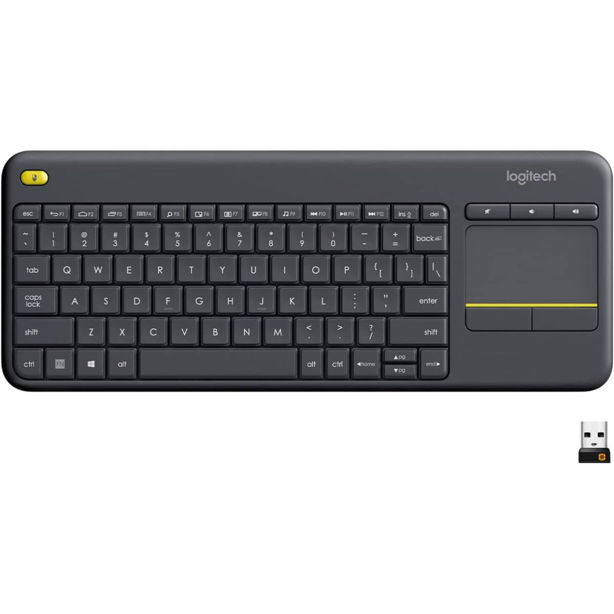 Logitech K400 Plus Wireless (2.4GHz) w/ Built-in Touch Pad Keyboard Up To 10m Range For PC-connected TV, Windows, Android, Chrome OS, Laptop, Tablet - (عربي) | K400 Plus Wireless Touch Keyboard | - CompuMe