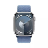 Apple Watch Series 9 GPS 45mm, Silver Aluminium Case with Light Blue Sport Loop, Apple Replacement - MR9F3QA