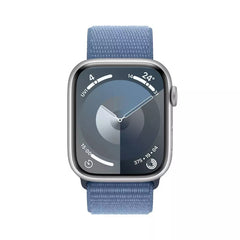 Apple Watch Series 9 GPS 45mm, Silver Aluminium Case with Light Blue Sport Loop, Apple Replacement - MR9F3QA