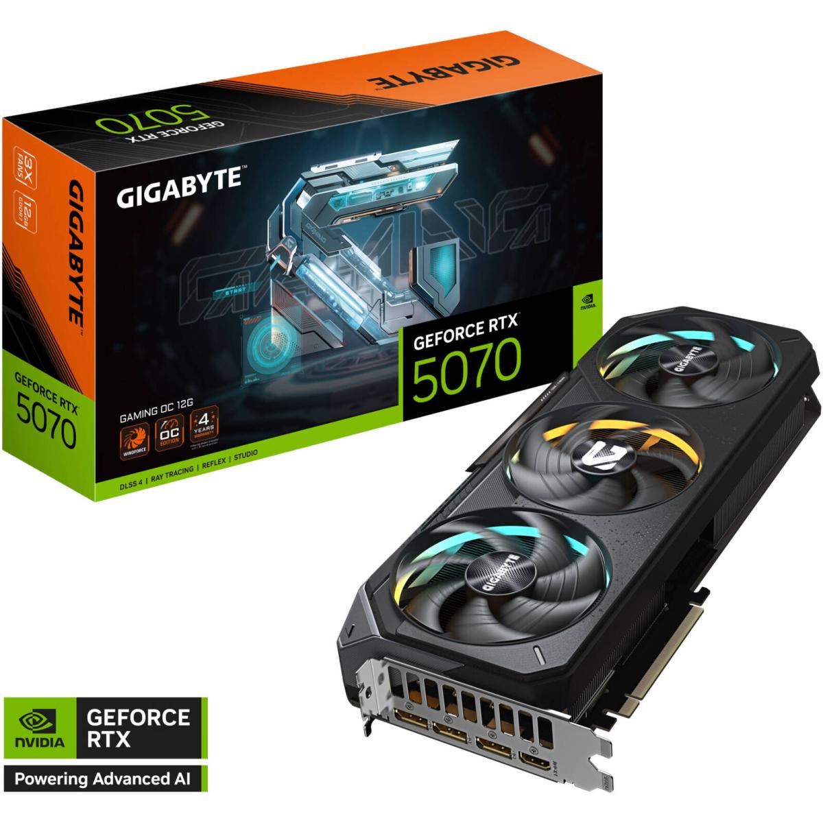 Gigabyte Geforce Rtx 5070 Gaming Oc Graphics Card, 12gb Gddr7 192 Bit Memory, 2625 Mhz Core Clock, 6144 Cuda Cores, 28 Gbps Memory Clock, Pci Express 5.0 - CompuMe Gigabyte Geforce Rtx 5070 Gaming Oc Graphics Card, 12gb Gddr7 192 Bit Memory, 2625 Mhz Core Clock, 6144 Cuda Cores, 28 Gbps Memory Clock, Pci Express 5.0 - CompuMe