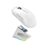 ATTACK SHARK X6 Lightweight Wireless Gaming Mouse with RGB Backlight Charging Base,Tri-Mode Wired/2.4GHz/BT5.2,26K DPI, PAW3395 Optical Sensor,HUANO Switch,5programmable Buttons,PC/Mac(White)