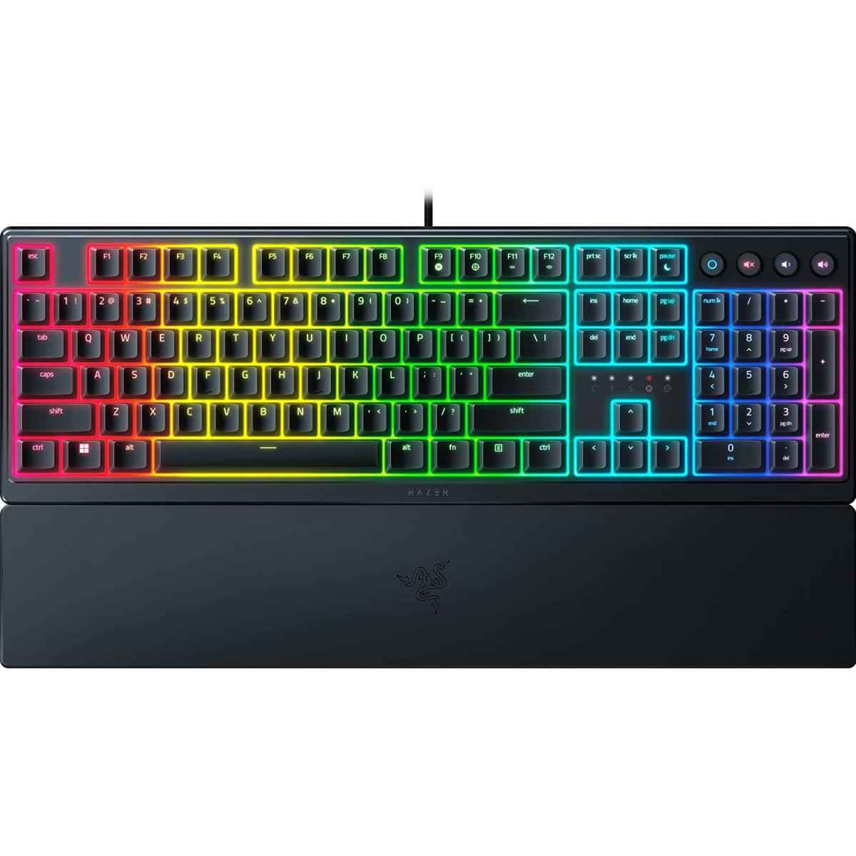 Razer Ornata V3 Gaming Low Profile Keys Mecha Membrane Switches 10 Zone Rgb Lighting Spill Resistant Magnetic Wrist Wrest Black