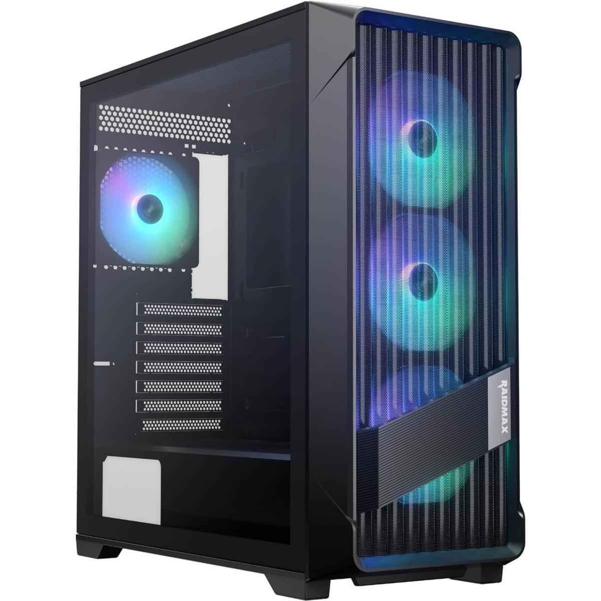 Raidmax Meshian X603 Lite Atx Mesh Front Tempered Glass 4x 120mm Argb Fan Preinstalled Supports Up To 400mm Gpu Black