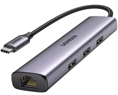 Ugreen 60600-4 4 in 1 USB-C to 3X USB3.0 Hub & RJ45 Adapter